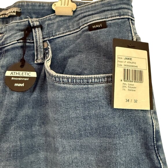 Mavi Jake Slim Leg Stretch Athletic Medium Wash Jeans Mens Size 34 X 32 NEW - Picture 3 of 6